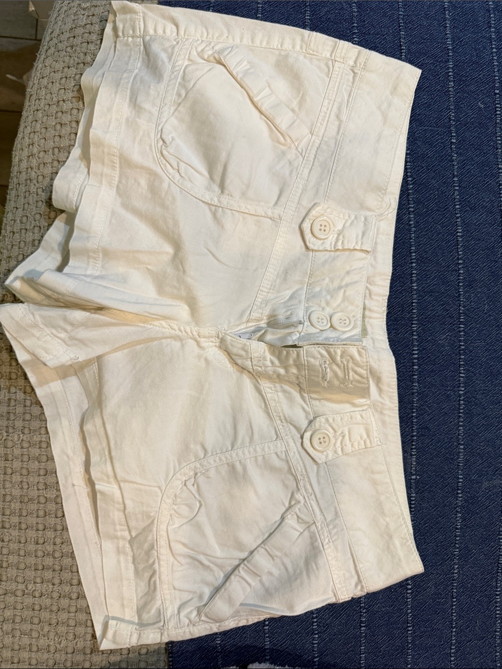 Paris Blues High-Waist Cream Pull-Button Shorts